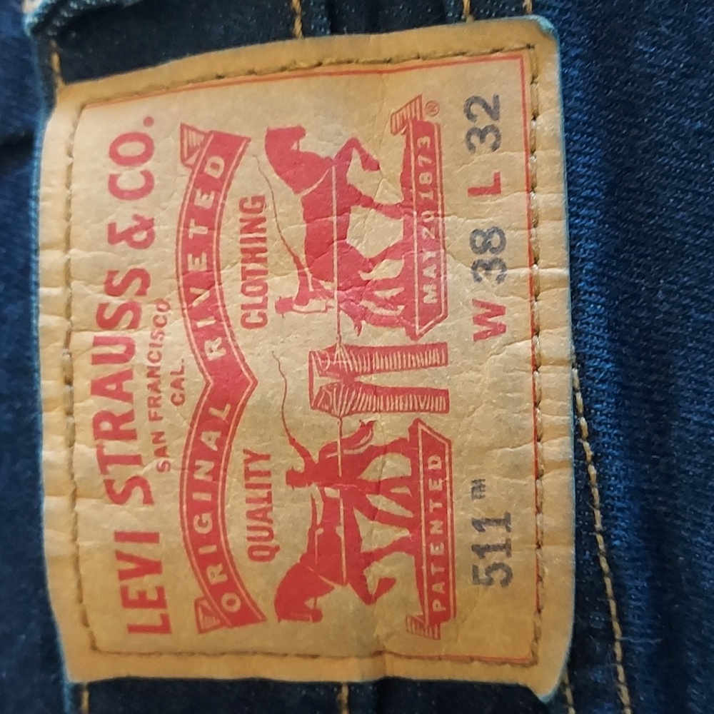 NWOT Levi's Mens 511 Red Tab Indigo Straight Denim Stretch Jeans Size 38W X 32L